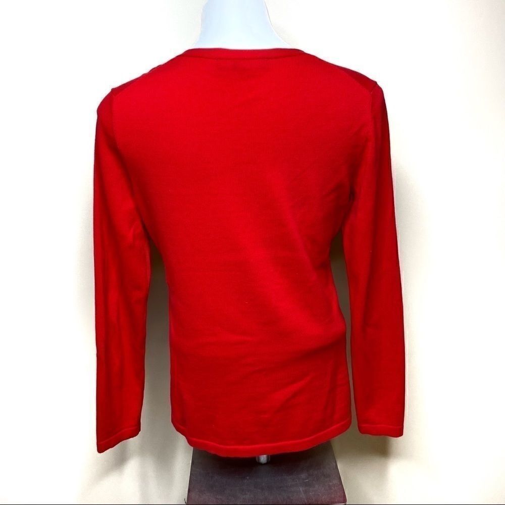 Tommy Hilfiger red and gold studded v-neck sweater size M - Picture 9 of 16